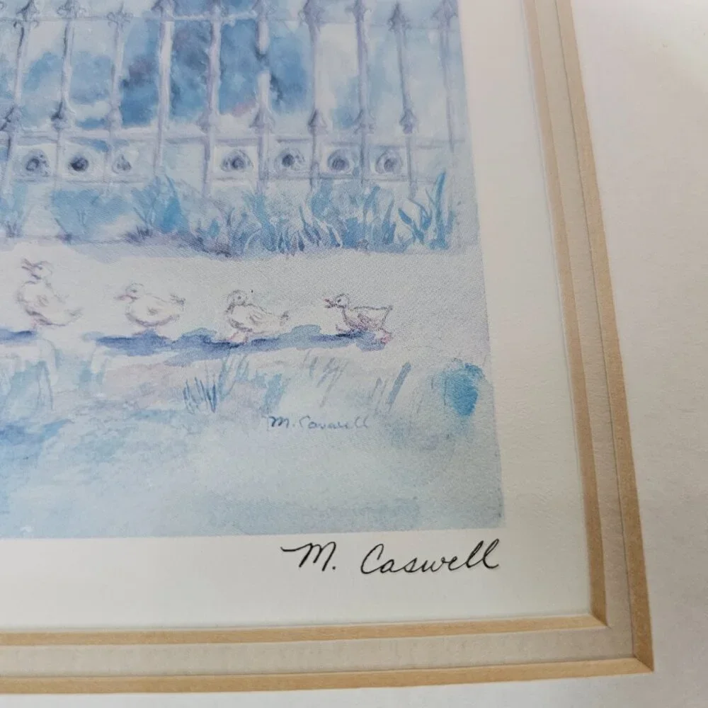 Marianne Caswell Mrs Mallard Double Matted Framed Print Golden Tone Frame